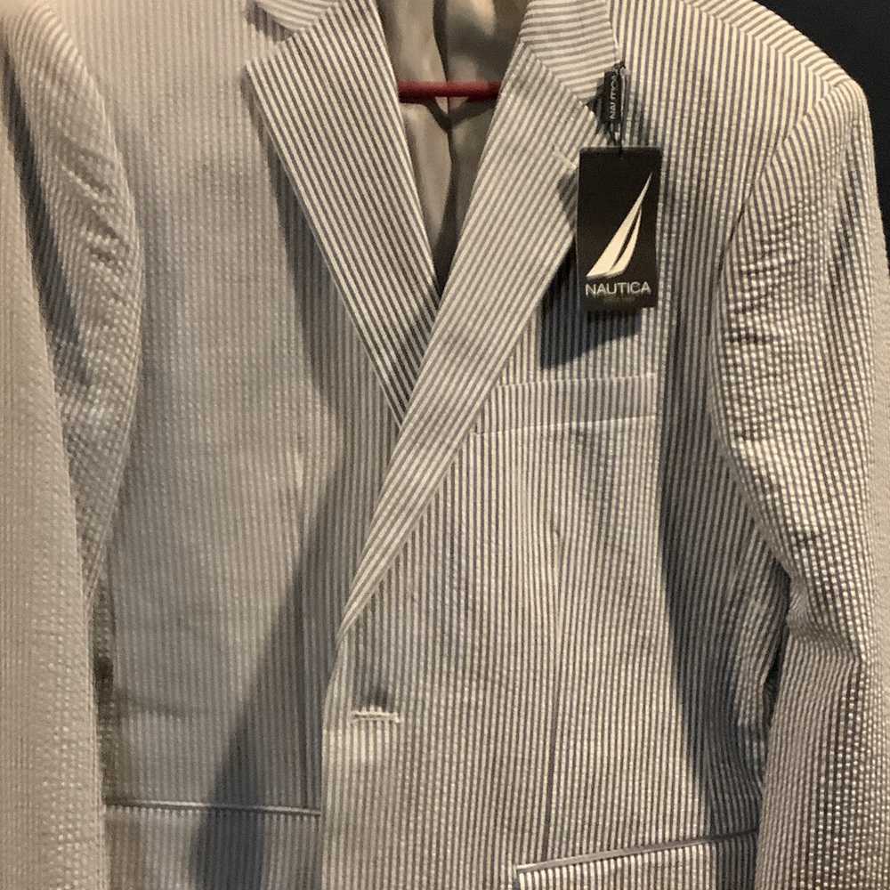 Nautica Men's Pinstripe Blazer - Blue and White‎